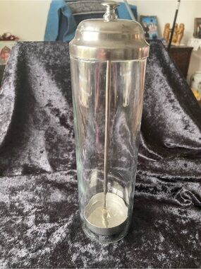Stainless Glass Barber Comb Sanitizer Jar Straw Holder